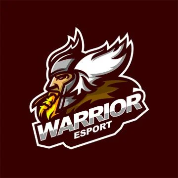 Celtic warrior e-sport gaming mascot logo template Stock Illustration