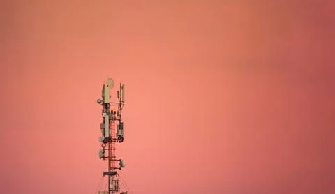 Celular antenna on sunset. Celular antenna 3g, 4g, 5g Stock Photos