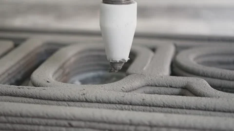 Cement 3D Printing finished machine head lifting up 50fps Vídeos de archivo 246372094