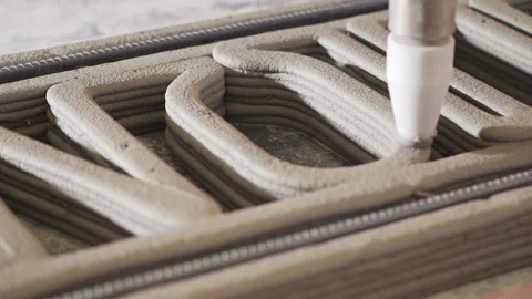 Cement 3D Printing printing pan shot 50fps Stock-Footage 246371700