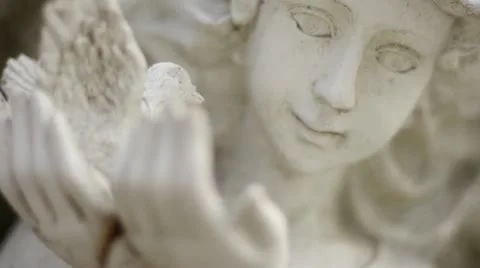 Cement Angel Statue Stock Footage 22218955