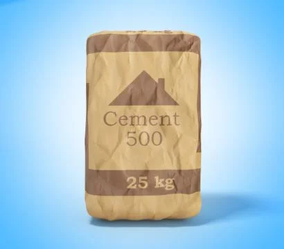 Cement bag on blue background 3D rendering image Stock Illustration