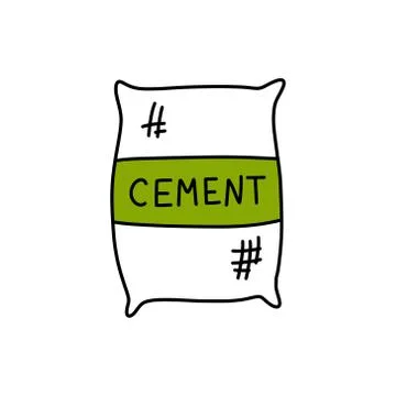 Cement bag doodle icon, vector color illustration Stock Illustration