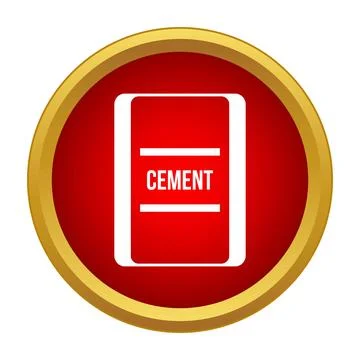 Cement bag icon on red circle displaying building material Stock Illustration