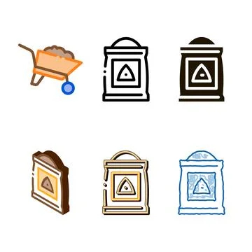 Cement bag icon vector stylized outline Stock Illustration