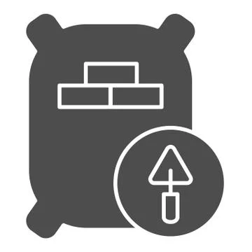 Cement bag solid icon. Concrete vector illustration isolated on white. Cement Stock Illustration