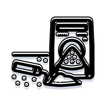 Cement bag with trowel and construction material Stock Illustration