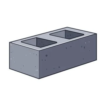 Cement block displaying hollow core design for construction Illustrazione stock