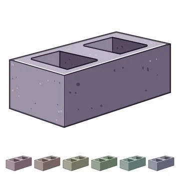 Cement block displaying hollow core design for construction Illustrazione stock