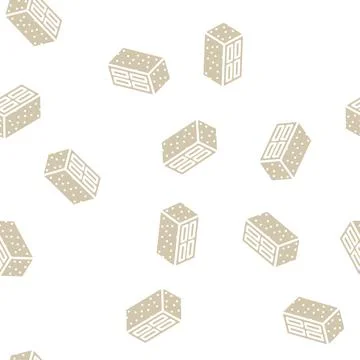 Cement block glyph vector seamless pattern Illustrazione stock