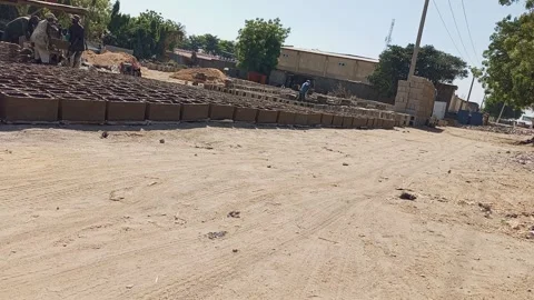 Cement Block Industry Workers Production Process Kano Nigeria Vídeo Stock 321746885