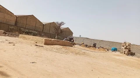 Cement Block Making Industry Workers Water Reservoir Kano Nigeria Vídeo Stock 329561386
