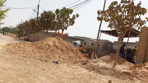 Cement Block Making With Water Fetching Kano Nigeria Stockbeeldmateriaal 329562201