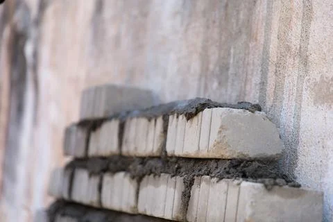 Cement blocks on a construction site Construction of a new house Foto stock