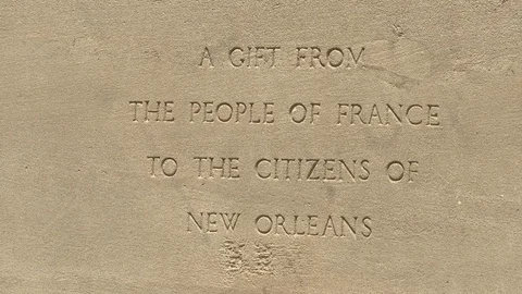 Cement board inscribed with a message for the people of New Orleans Stock Footage 84510983