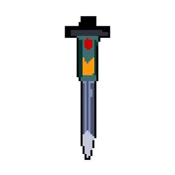 Cement brick chisel pixel art vector illustration Stock Illustration