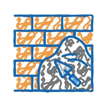 Cement on brick wall icon doodle illustration Ilustración de archivo