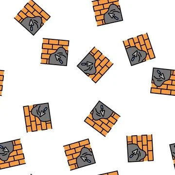 Cement on brick wall vector seamless pattern Stock Illustration
