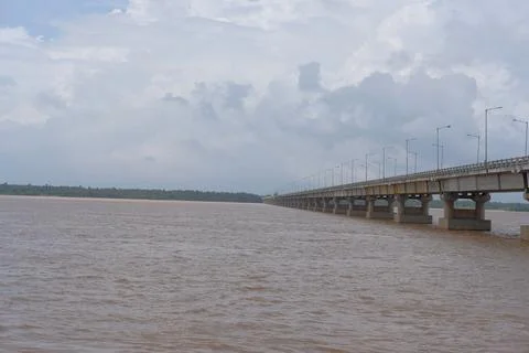 Cement bridge constructed across river for road transportation at south india Stock-Fotos