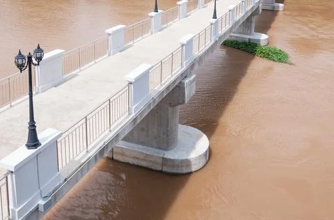 Cement bridge Walking path and Street lamp,Ping River Bridge,chiangmai Northe Stock Photos