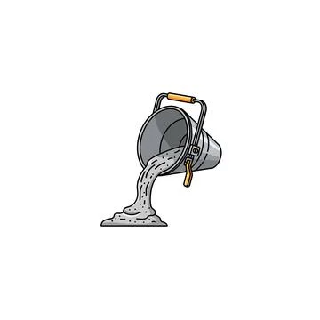 Cement bucket icon: construction material pouring with an icon illustrating a Illustrazione stock