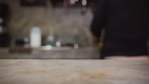 Cement countertop in café Video stock 99964828