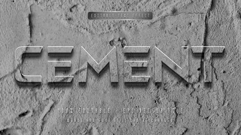 Cement editable text effect with natural wall background Stock Illustration