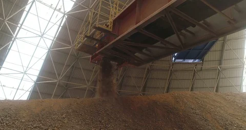 Cement factory. Limestone Storage Facility. Limestone pre blending and storage f Stock Footage 94760734