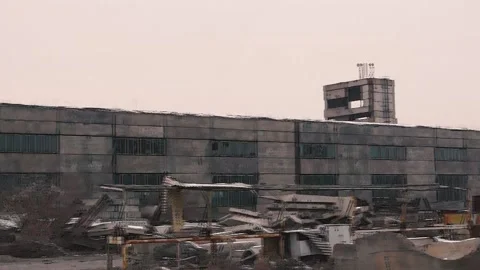 Cement factory, panoramic view of the old factory. Stock Footage 230408184