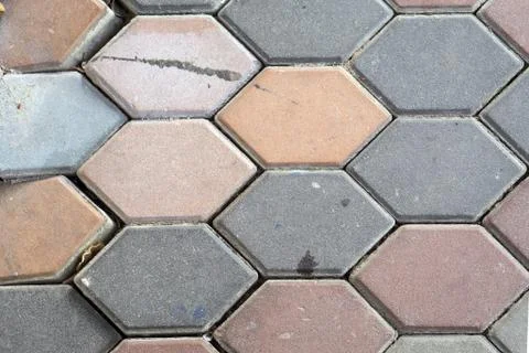 Cement floor blocks for pattern and background., multi color Six sided bricks Stock Photos