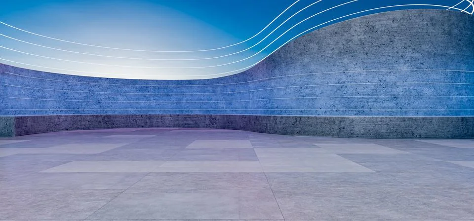 Cement floor design scene with empty concrete space. Open space to present .. Ilustración de archivo