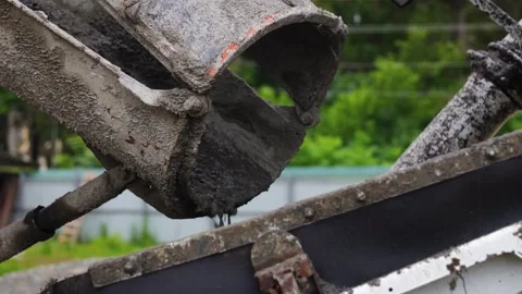 Cement Flow in Concrete Pump Stock Footage 253302950
