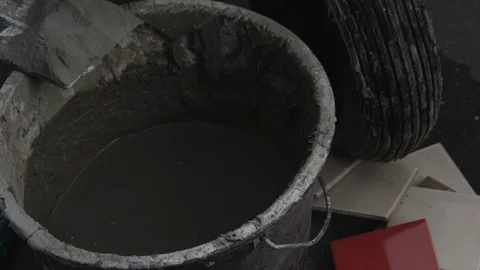Cement is mixed in a bucket Stock Footage 112122457