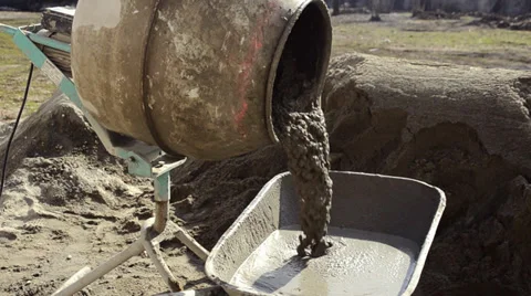 Cement mixer and wheelbarrow 스톡 동영상 33222902