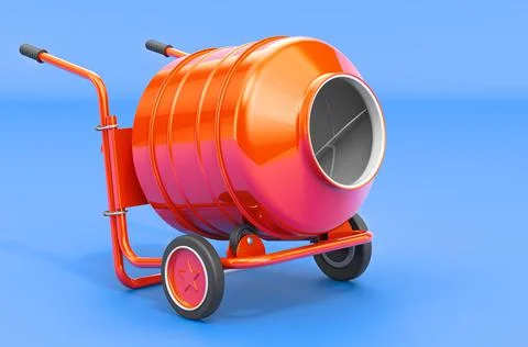 Cement Mixer on blue backdrop, 3D rendering Stock Illustration