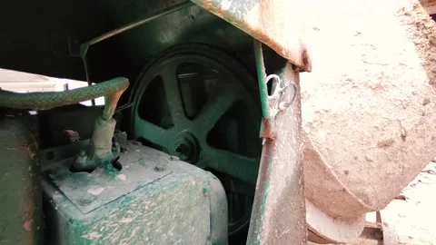 Cement mixer machine operating Stock Footage 214655344