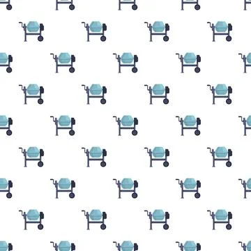 Cement mixer machine seamless pattern for construction equipment Stock Illustration