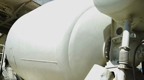 The Cement mixer truck during loading Stock Footage 65743262
