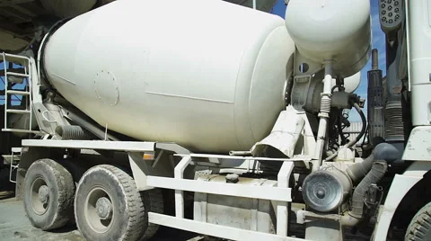 The Cement mixer truck during loading Stock Footage 65743328