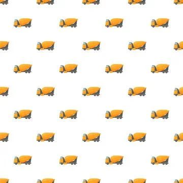 Cement mixer truck repeating pattern white background Stock Illustration