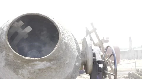 Cement Mixing in Action - A Close-Up Look at the Process Stock Footage 314467401