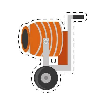 Cement mixing machine wheel cut line Stock Illustration