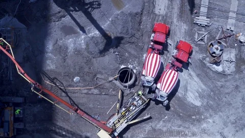 Cement Mixing Trucks Stock Footage 113351622