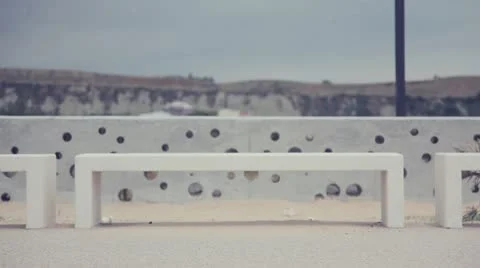 Cement modern bench tight Stock Footage 10881328