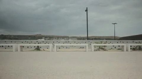 Cement modern benches Stock Footage 10882348