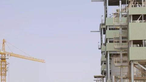 Cement plant with high factory structure and tower crane at industrial Video stock 272219620
