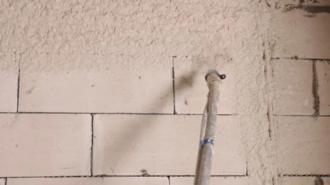 Cement plaster, Fresh mortar, Wall insulation Stock Footage 341431408