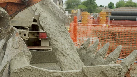 Cement Poured Into Digger Claw Video stock 239705008