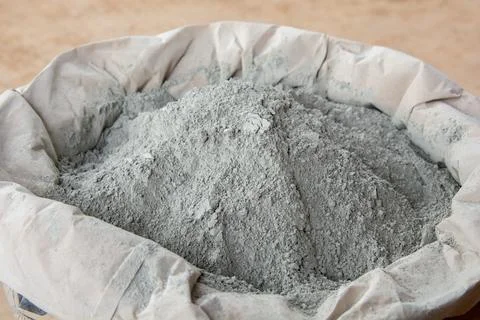 Cement powder in bag package Stock Photos