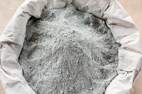 Cement powder in bag package Stock Photos